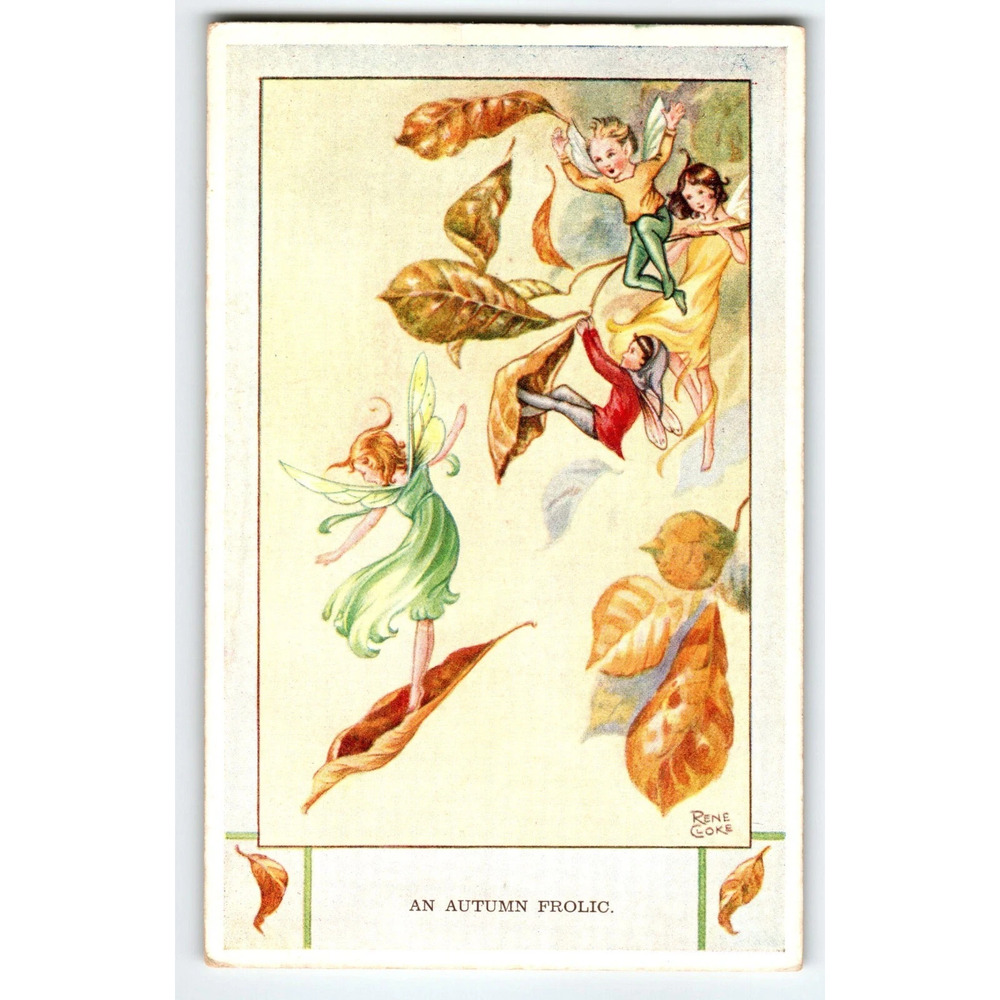 Fairies Postcard Sprites An Autumn Frolic Fantasy Rene Cloke Valentine & Sons